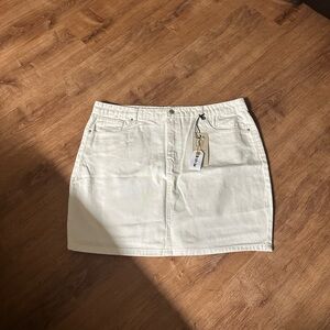White Denim Mini Skirt